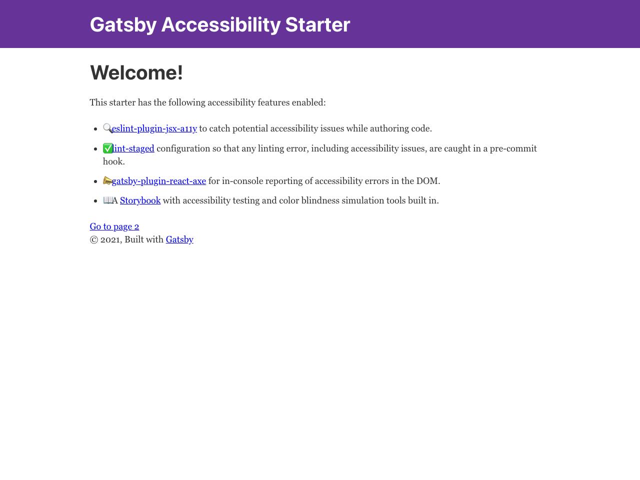 Gatsby Starter Accessibility screenshot
