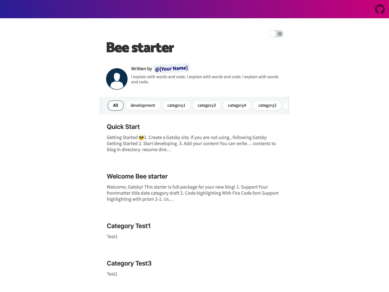 Gatsby Starter Bee screenshot