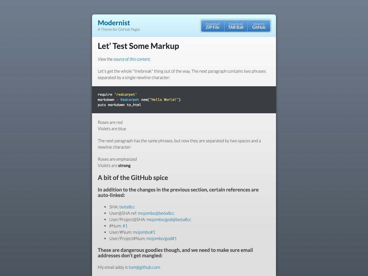 Modernist screenshot