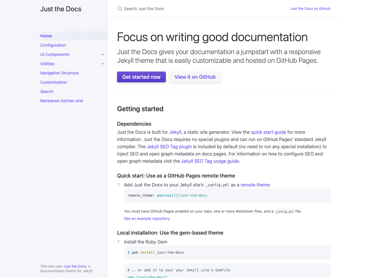 Just The Docs screenshot
