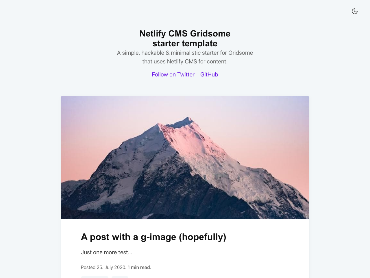 Gridsome Netlify CMS screenshot
