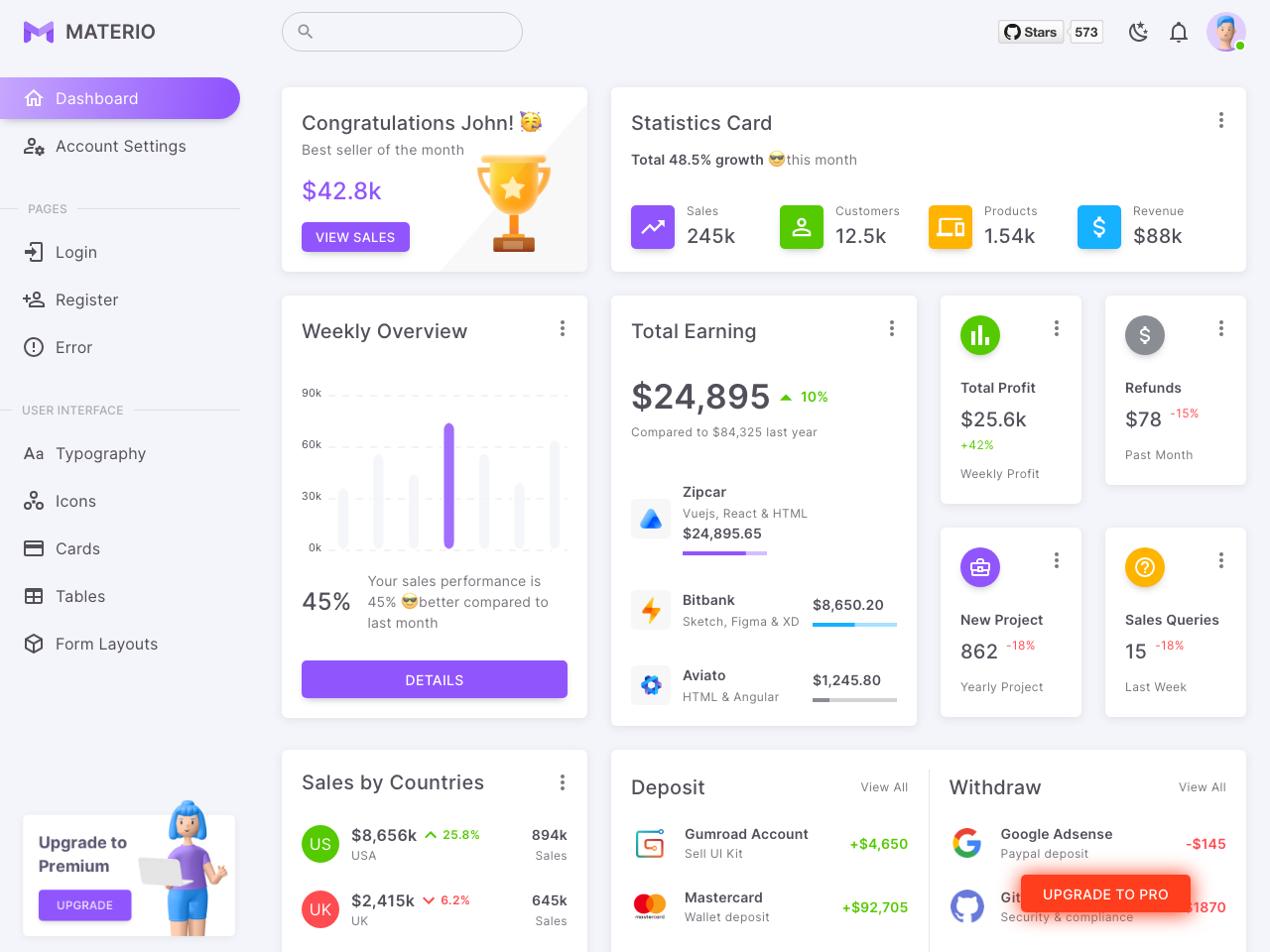 Materio React NextJS Admin Template Free screenshot